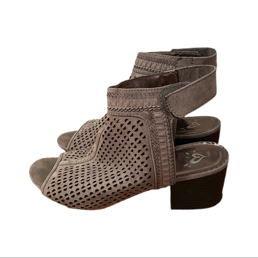 Justice Gray Perforated Peep Toe Sandal